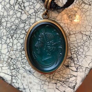 Elegant Green Cameo Pendant Necklace